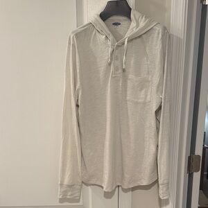 Old Navy Men's Cream Hooded Shirt